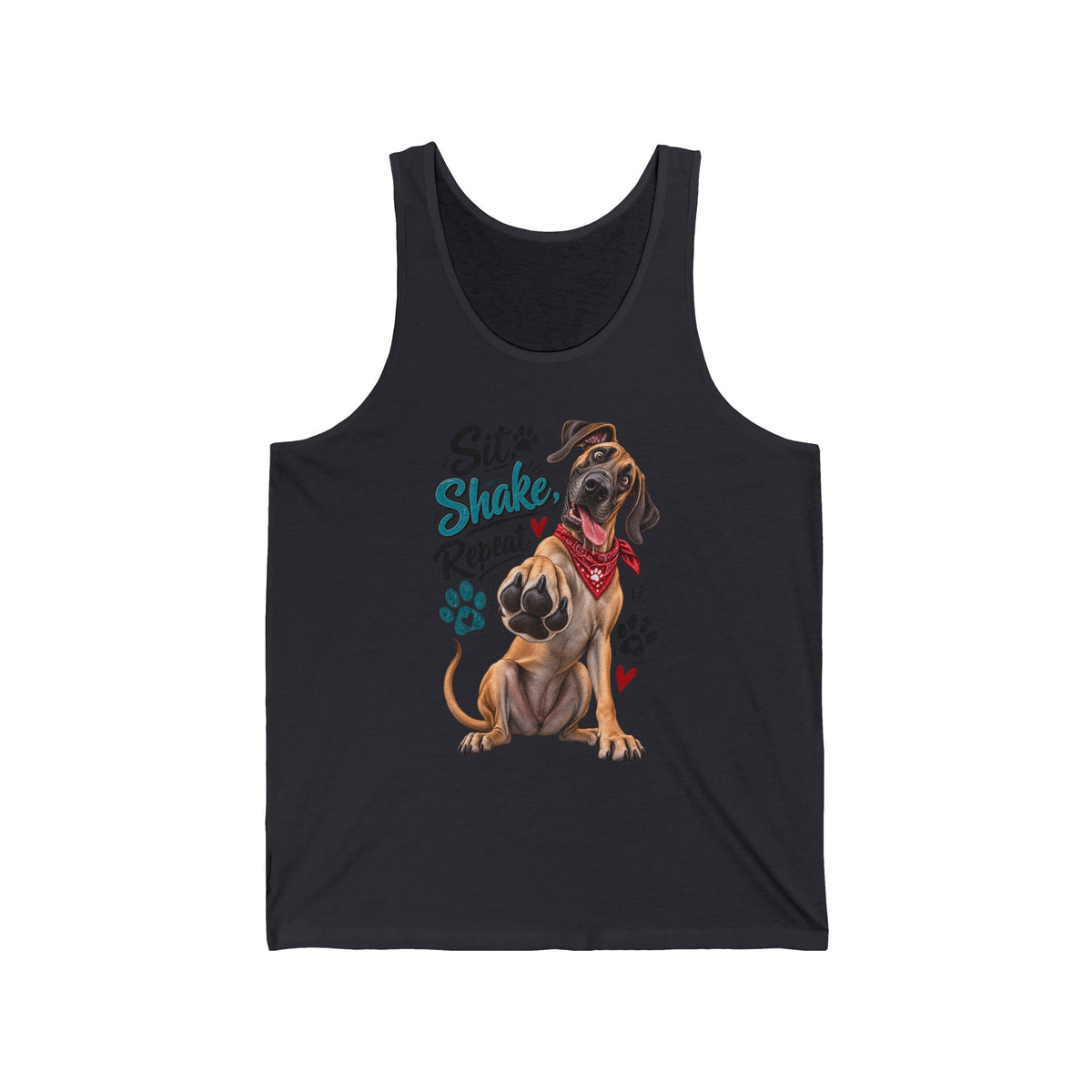 Dog Lover Tank Top Sit Stay Shake Repeat Graphic