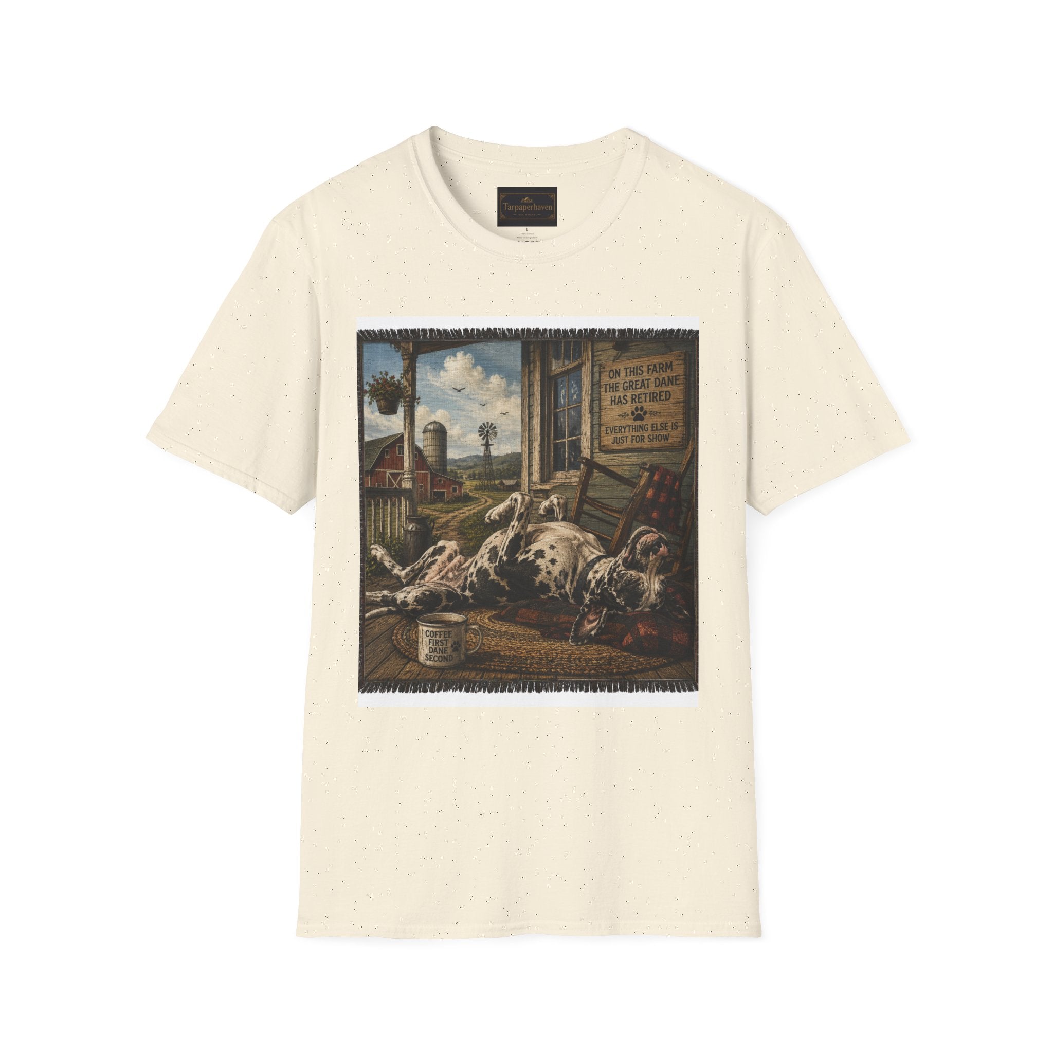 Great Dane Sleeping   Farmhouse Art T‑Shirt