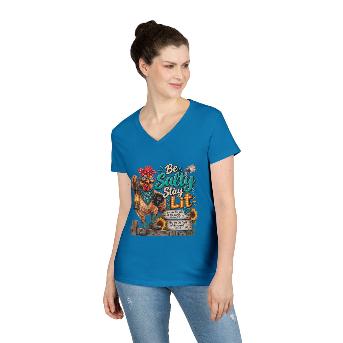 Be Salty Stay Lit Chicken V-Neck Tee