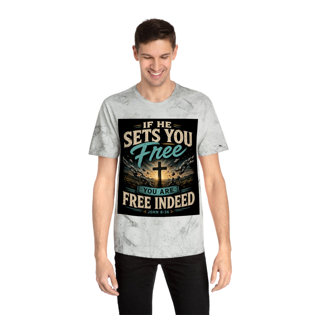 Christian Freedom Tee — "If He Sets You Free" Scripture T-Shirt