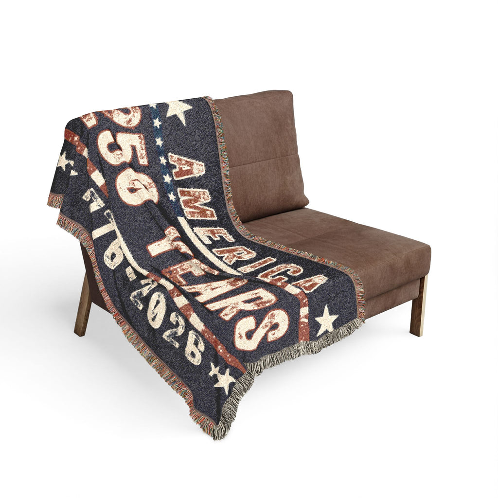 America 250 Years Woven Blanket – 1776–2026 Patriotic Throw