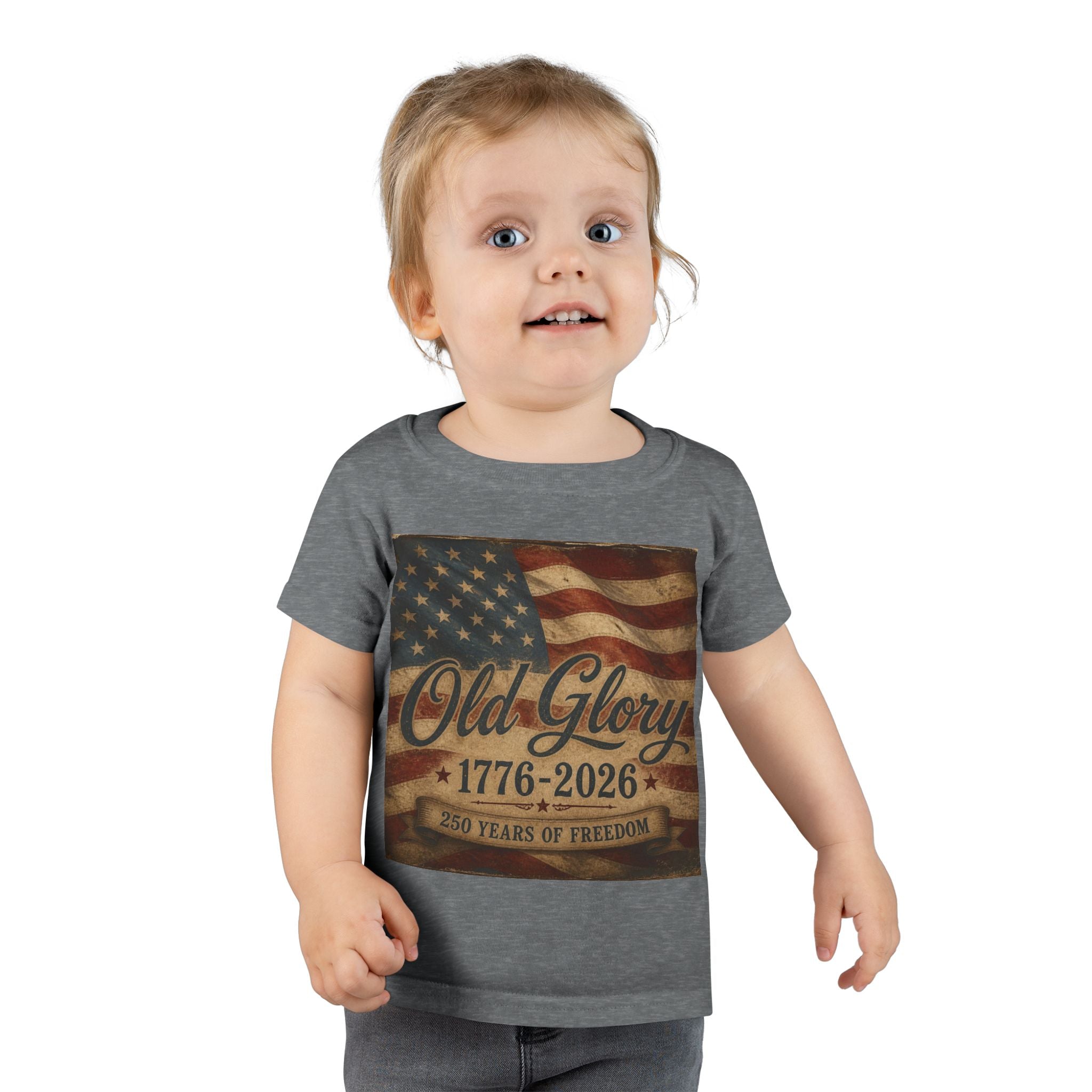 Toddler T-Shirt - "Old Glory 1776-2026"  Patriotic Flag Tee