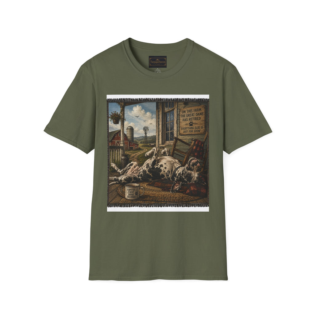 Great Dane Sleeping   Farmhouse Art T‑Shirt