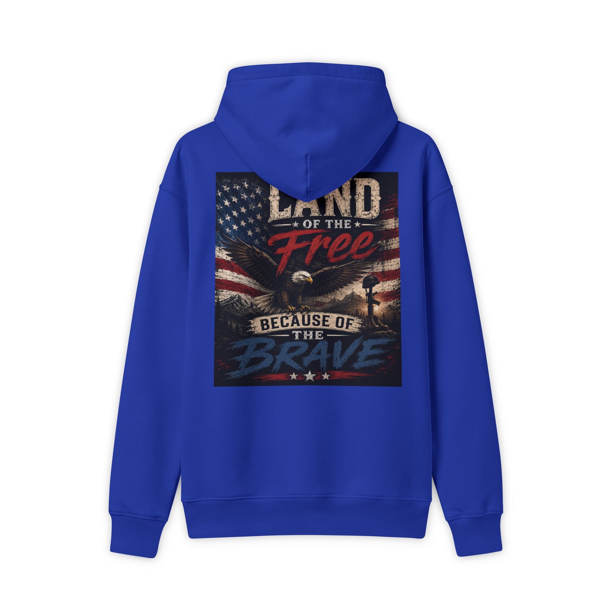 Freedom Eagle Hoodie — "Land of the Free Because of the Brave" Patriotic Sweatshirt