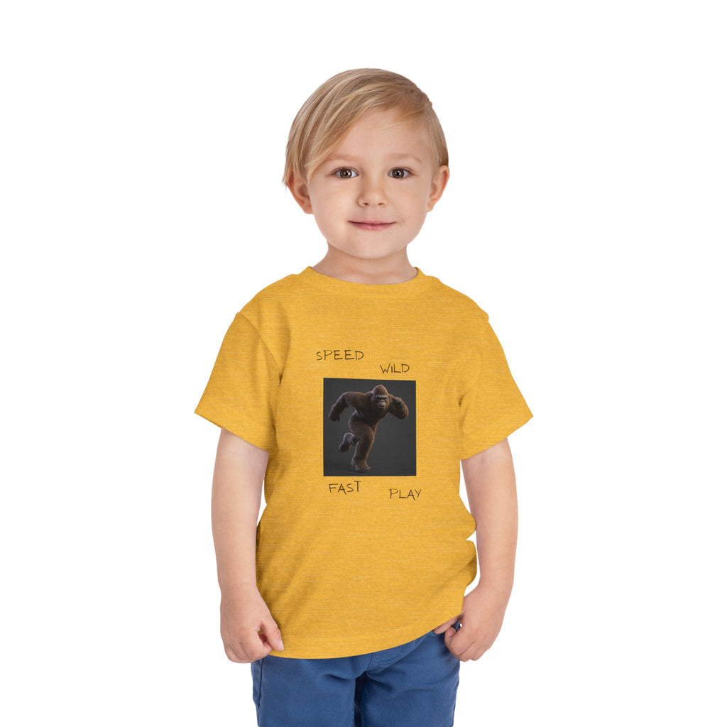 Toddler Tee — 'Speed Wild Fast Play' Running SasquatchGraphic
