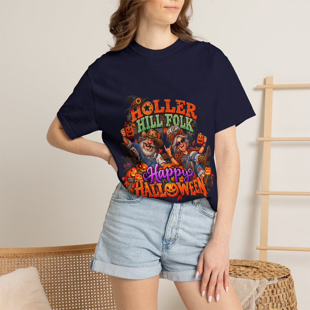 Halloween Holler Hill Folk T-Shirt — "Happy Halloween" Vintage Horror Design