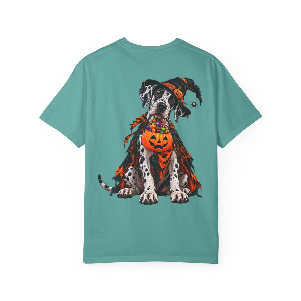Halloween Great Dane T-Shirt — Cute Dog in Pumpkin Costume Graphic Tee