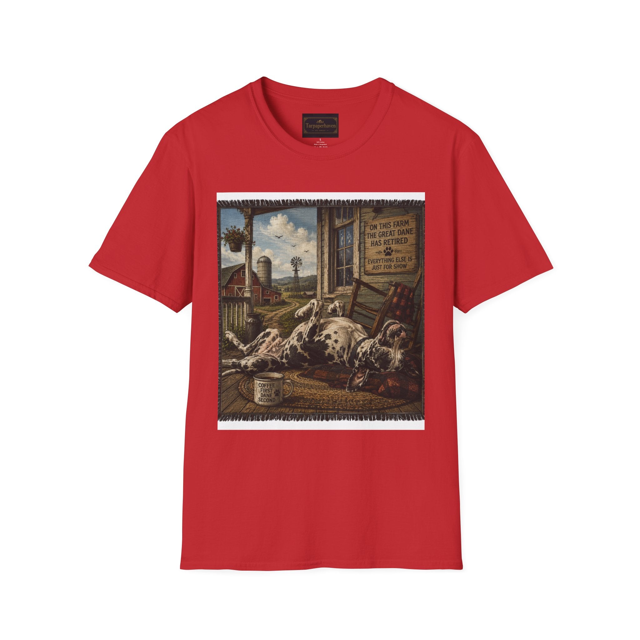 Great Dane Sleeping   Farmhouse Art T‑Shirt