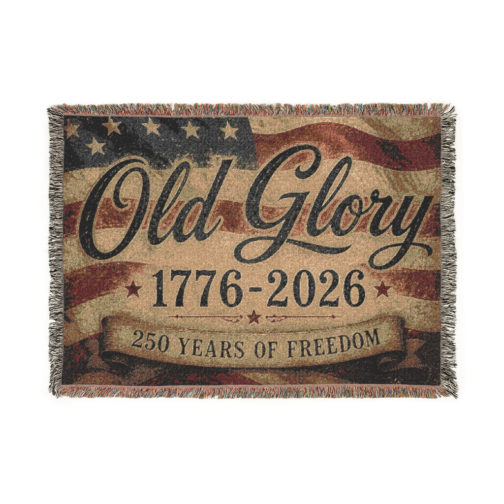 Woven Blanket: "Old Glory 1776–2026 — 250 Years of Freedom" Patriotic Throw