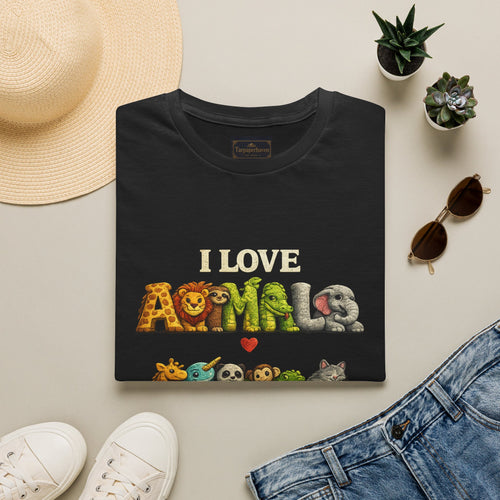 "I Love Animals" Cute Wildlife Graphic Tee