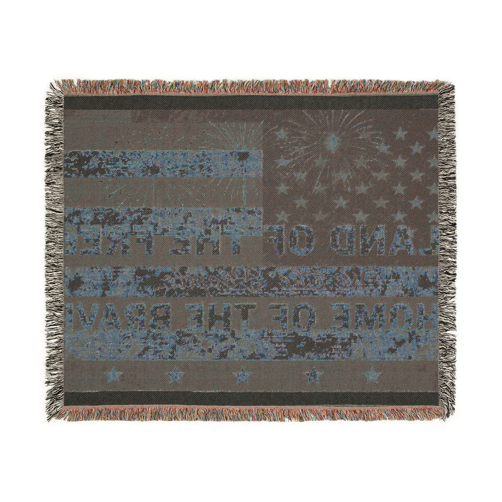 American Flag Woven Blanket – "Land of the Free, Home of the Brave" Patriotic Throw