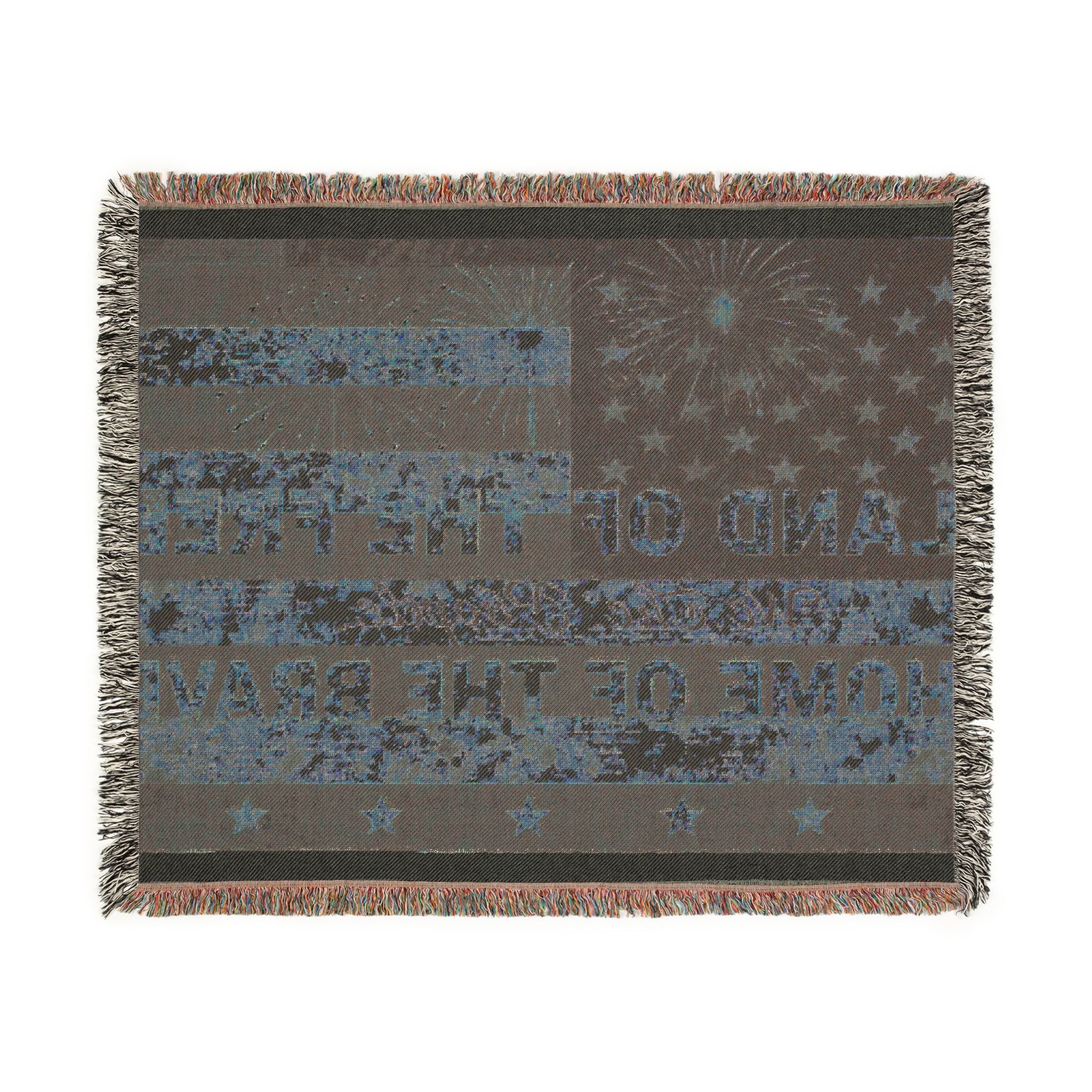 American Flag Woven Blanket – "Land of the Free, Home of the Brave" Patriotic Throw