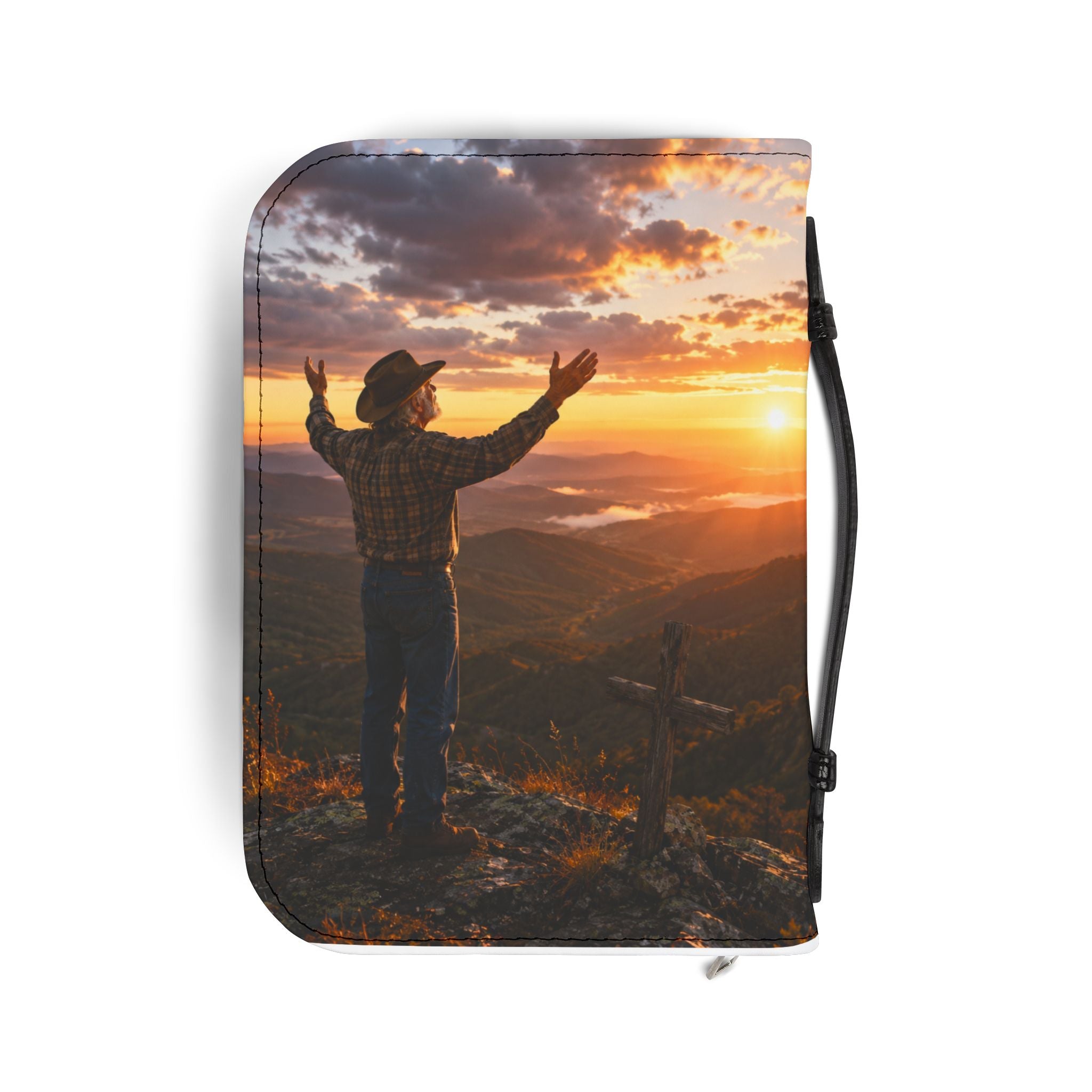 Bible Cover — "I Will Praise the Lord"For Him  Zippered Bible Case with Worship Sunrise Design