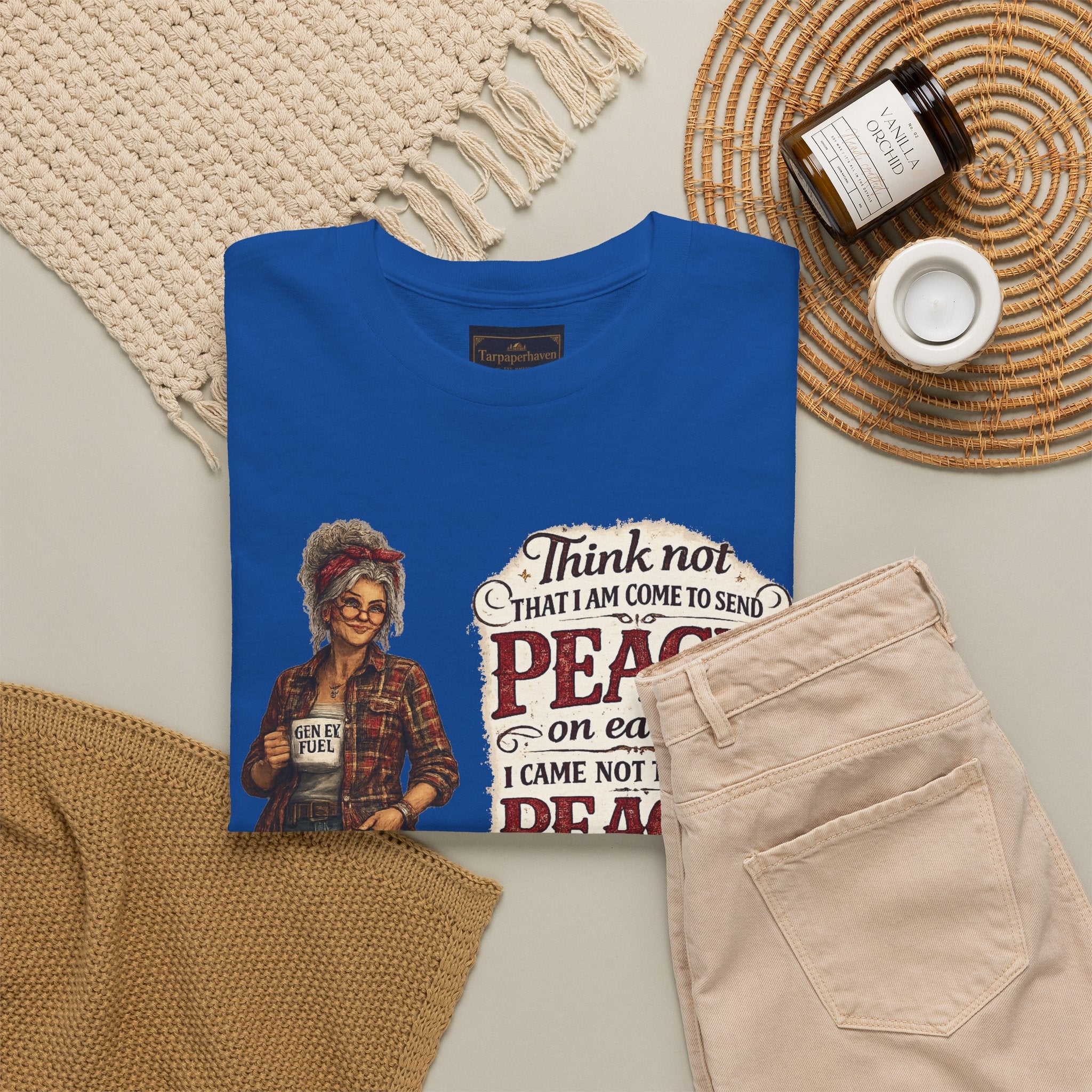 Christian Faith Tee — "I Come Not to Send Peace but a Sword" Matthew 10:34 Graphic Shirt