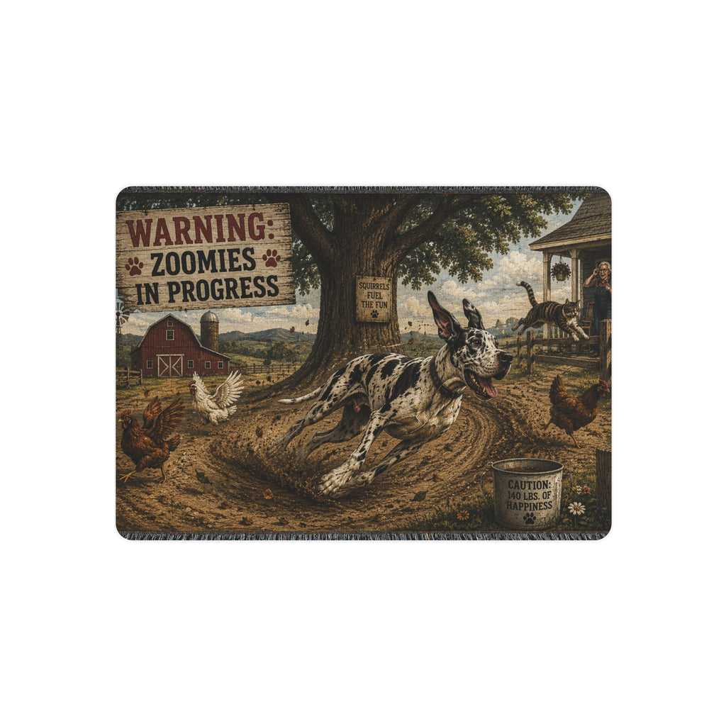 Metal Art Sign - "Warning: Zoomies in Progress" Farm Great Dane  Metal Wall Art