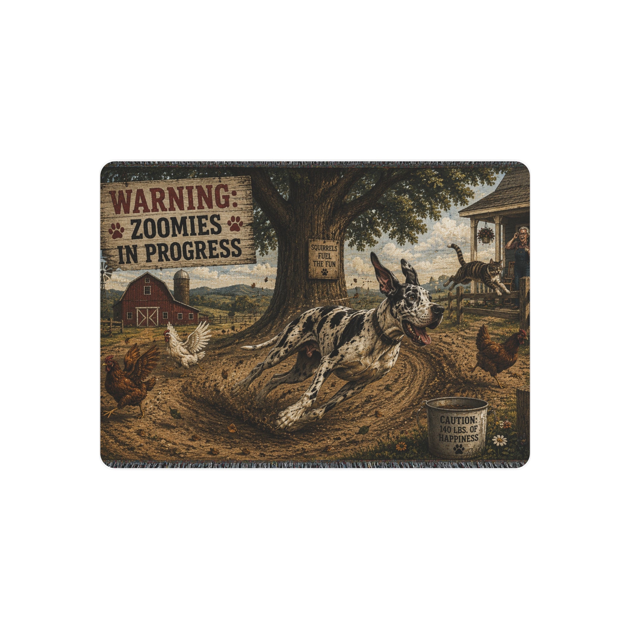 Metal Art Sign - "Warning: Zoomies in Progress" Farm Great Dane  Metal Wall Art