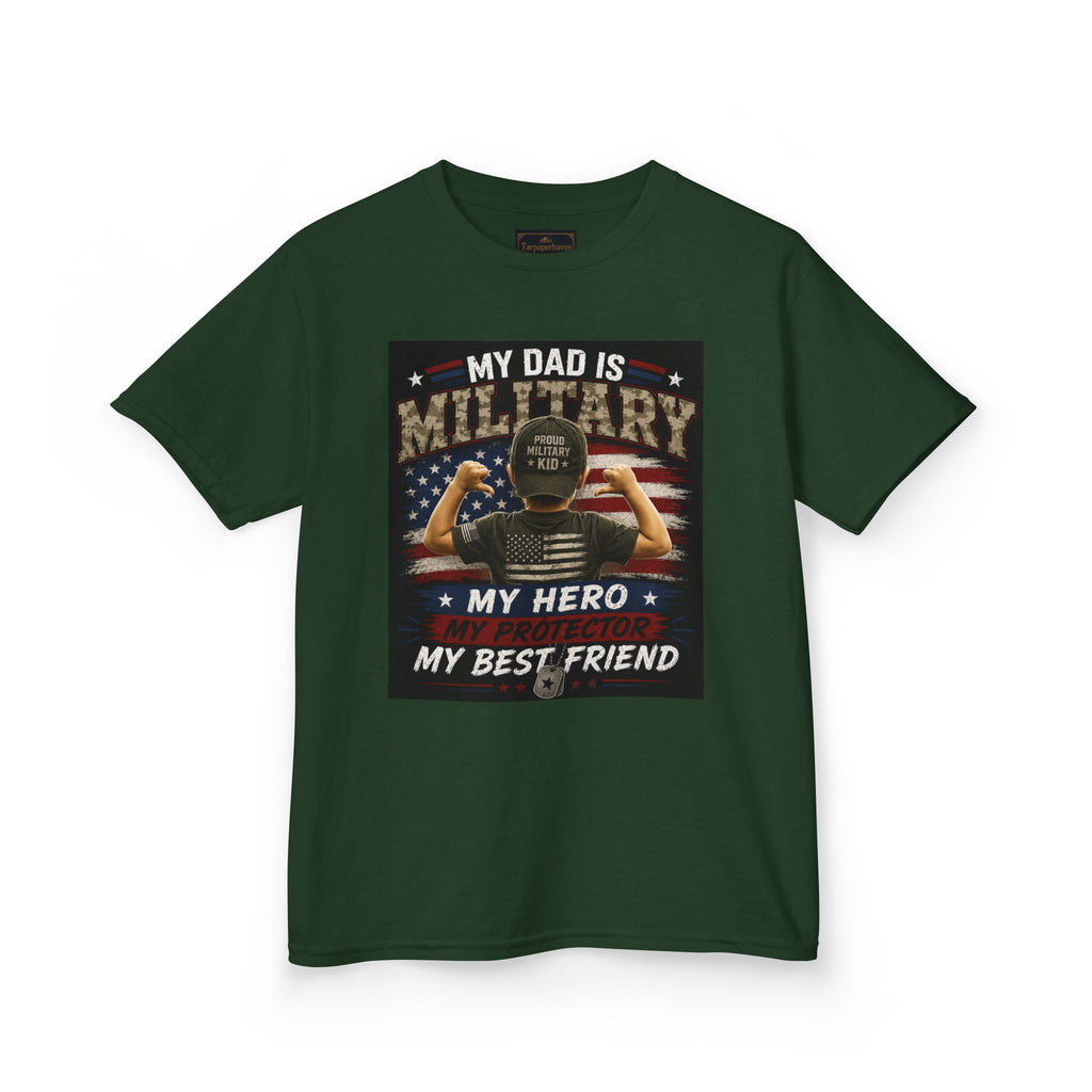 Kids Tee — "My Dad Is Military" Patriotic Hero Shirt