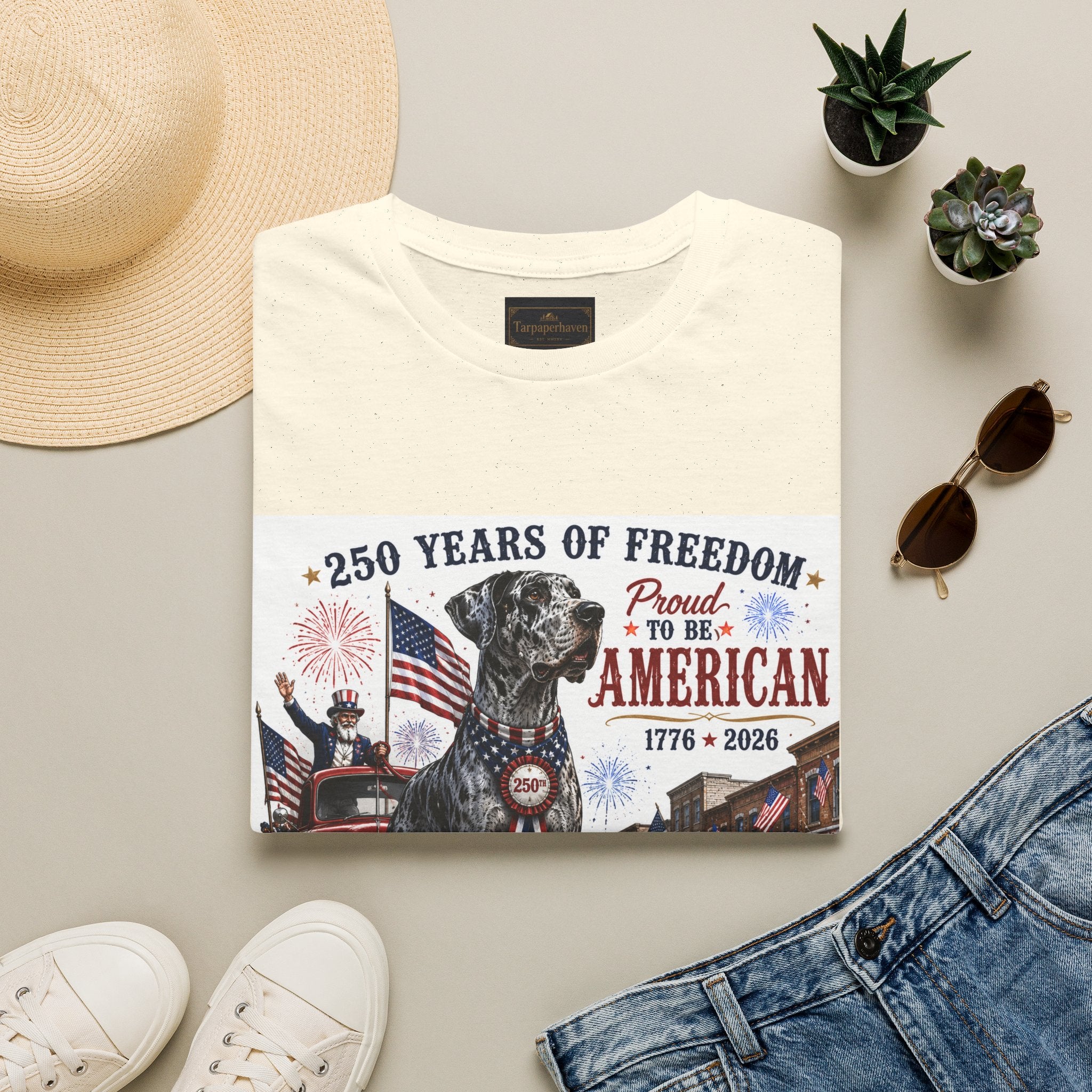 250th Great Dane T-Shirt — 1776–2026 Patriotic Tee