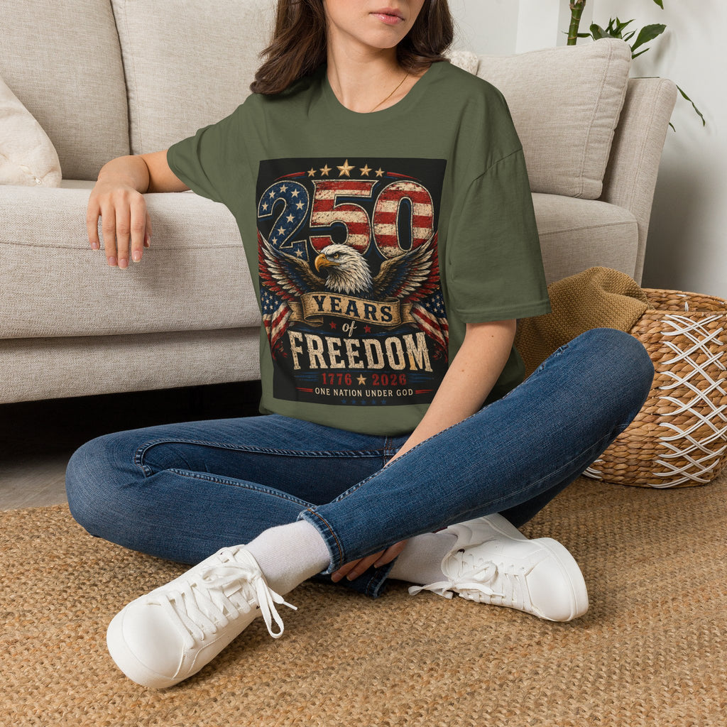 Patriotic 250 Years Freedom T-Shirt — American Flag Eagle Anniversary Tee
