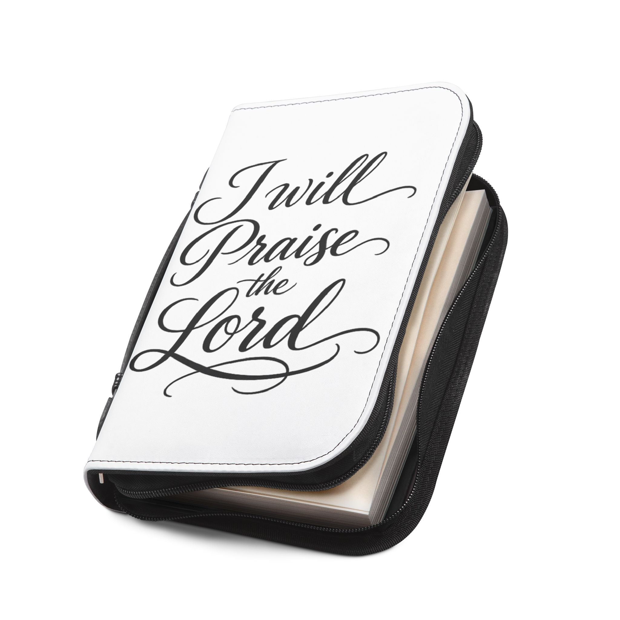 Bible Cover — "I Will Praise the Lord"For Him  Zippered Bible Case with Worship Sunrise Design