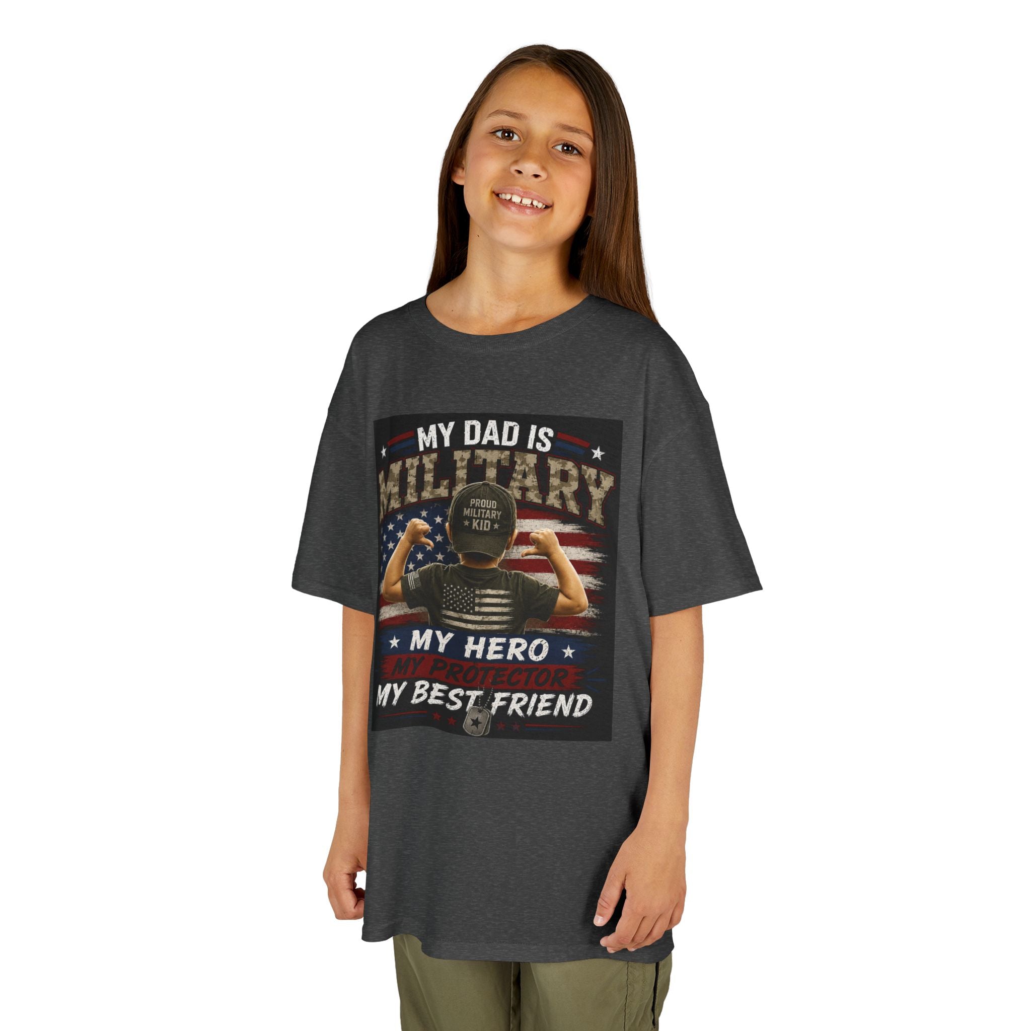 Kids Tee — "My Dad Is Military" Patriotic Hero Shirt