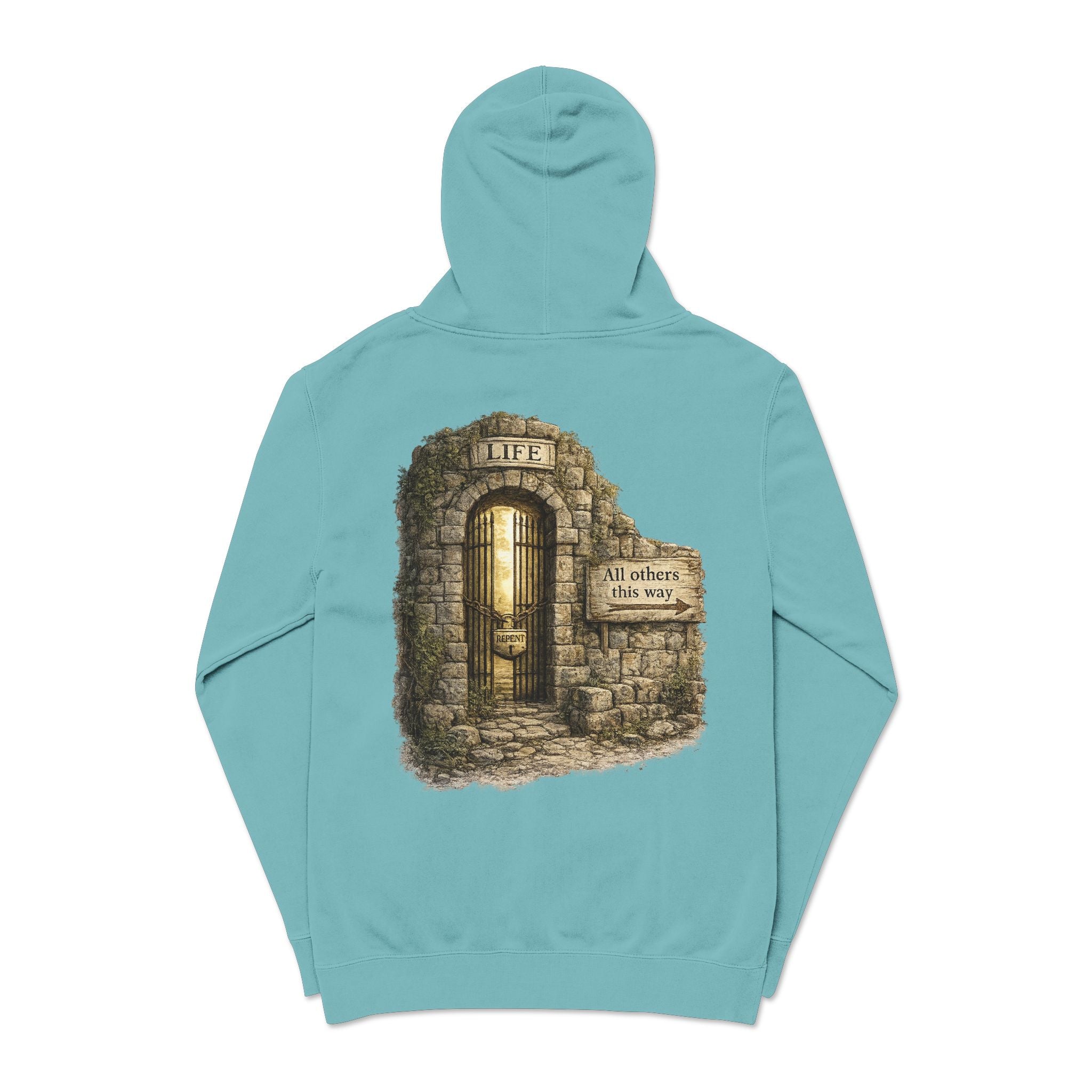 Faith Over Fear Hoodie — 'The Narrow Path Vintage Graphic Pigment-Dyed Hoodie