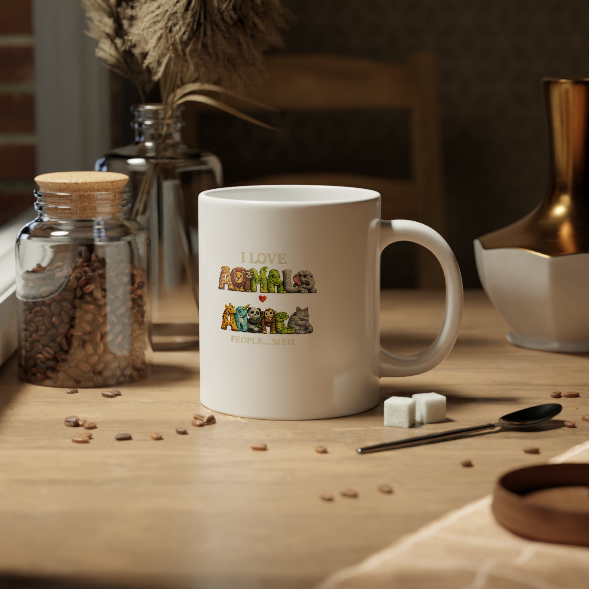 "I Love Animals" Cute Wildlife design Jumbo Coffee Cup