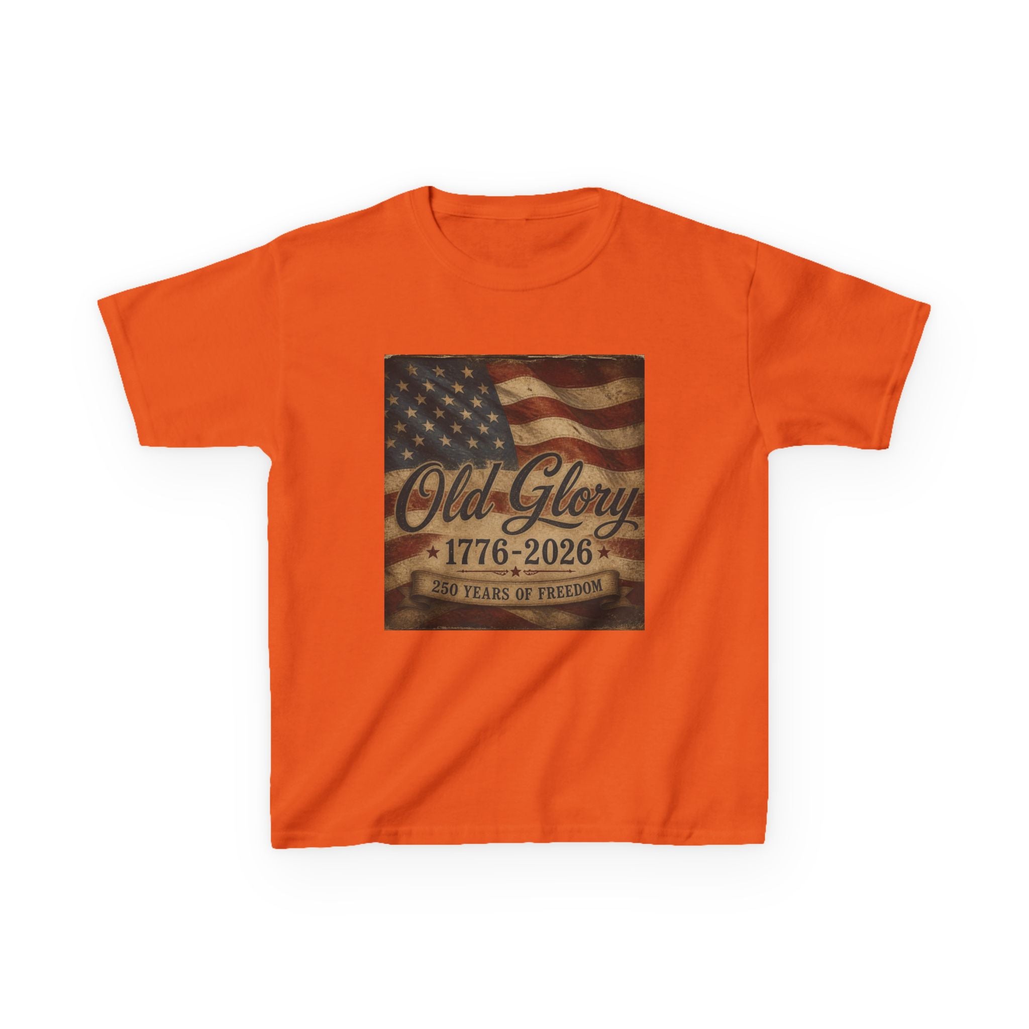 Kids T‑Shirt — "Old Glory 1776–2026" Vintage American Flag Patriotic Tee