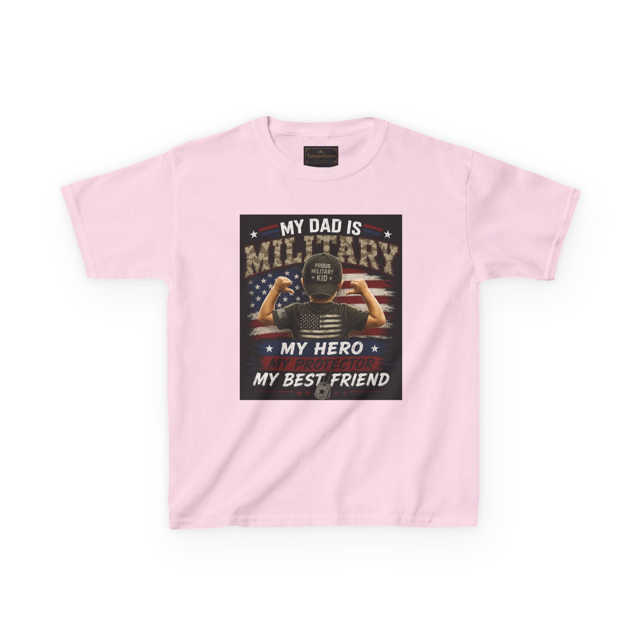 Kids Tee — "My Dad Is Military" Patriotic Hero Shirt
