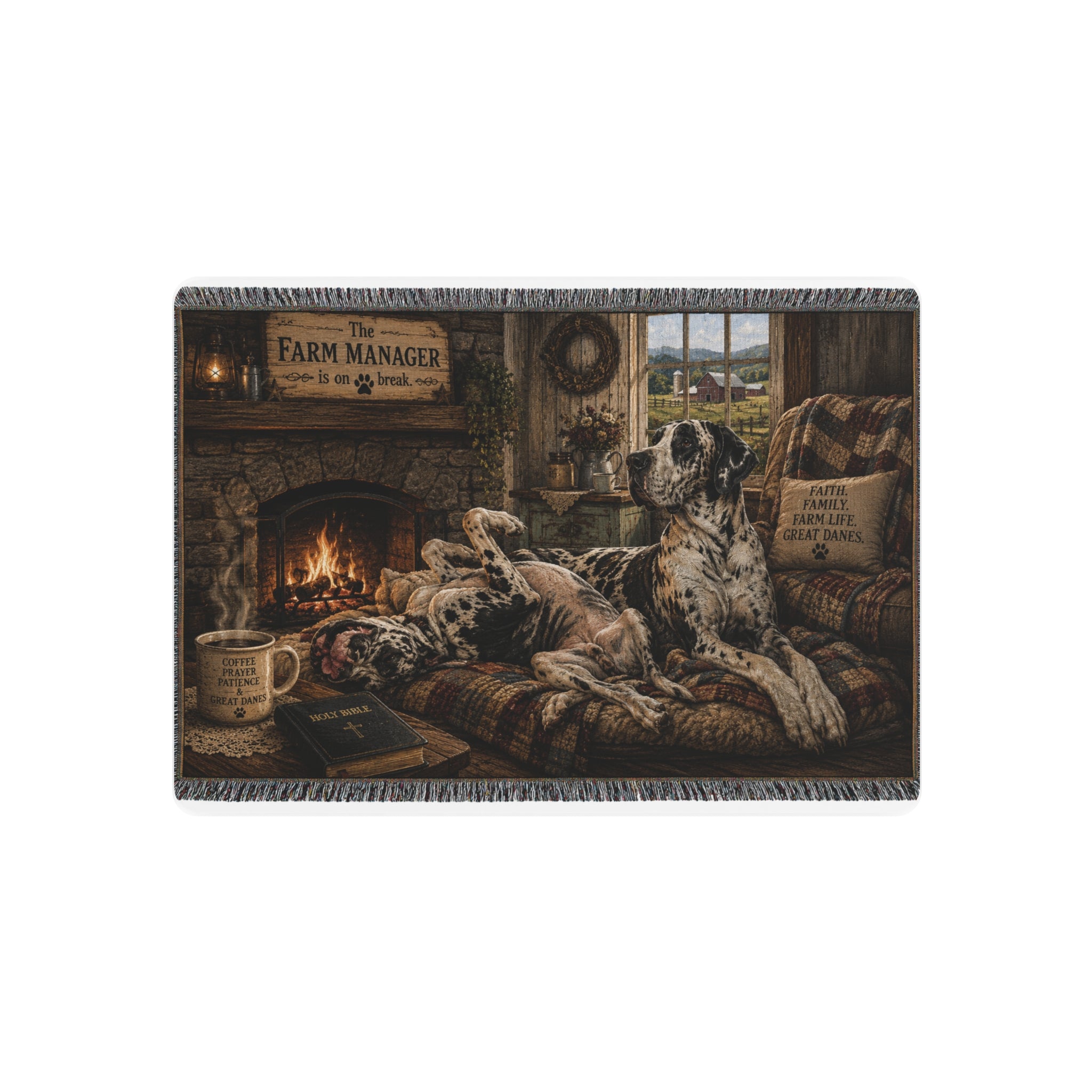 Metal Sign — Cozy Farmhouse Great Dane Scene