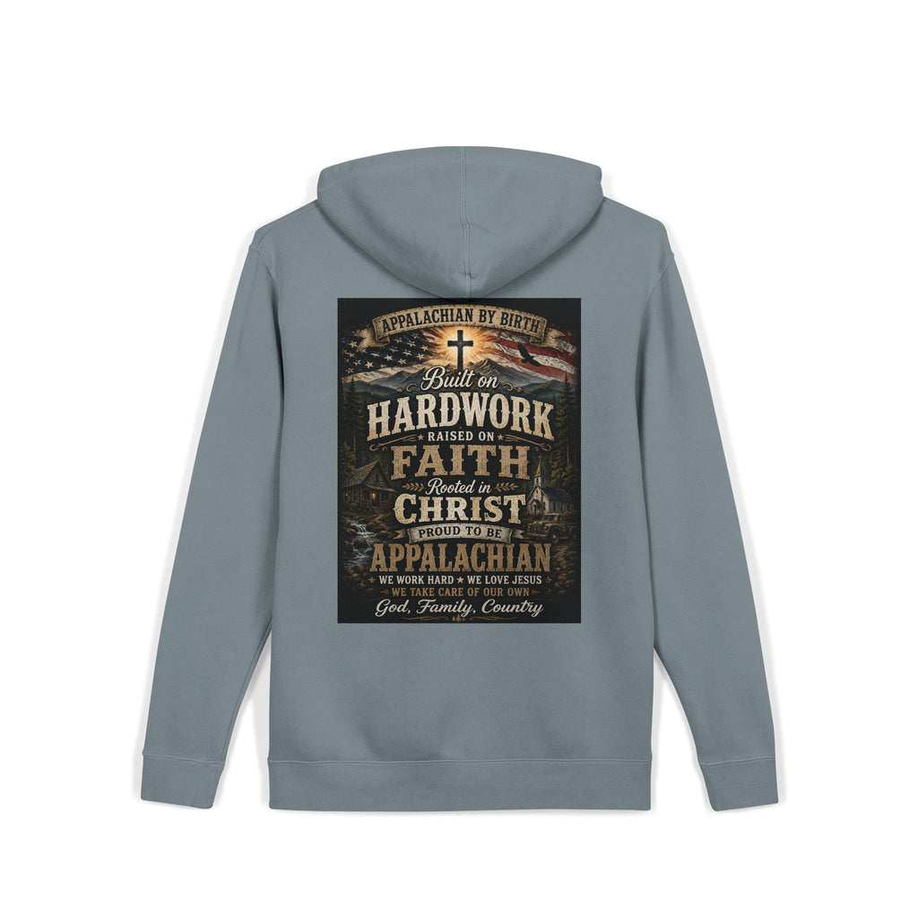 Appalachian Faith Hoodie — "Too Country to Care" Pigment-Dyed Pullover