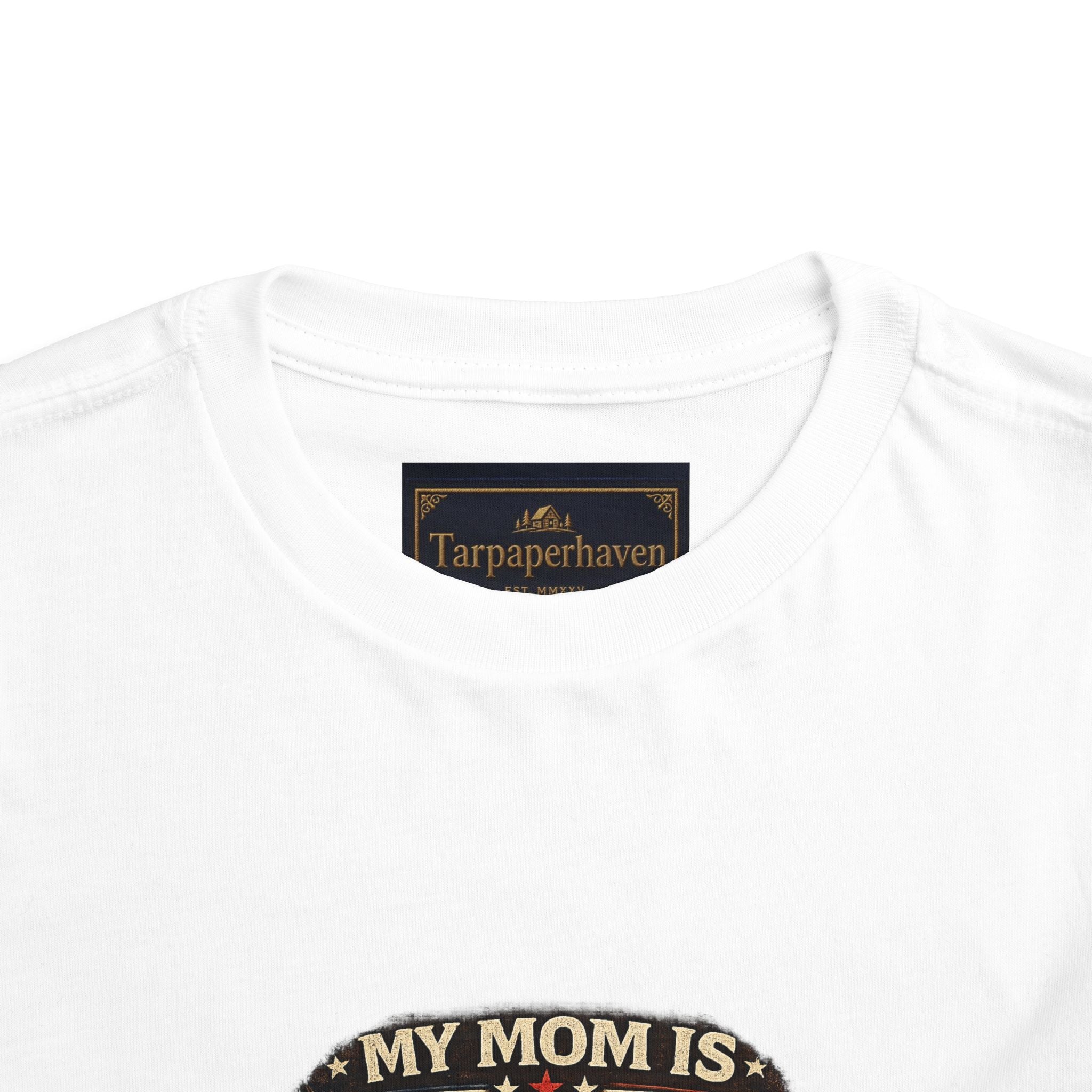 Toddler Tee "My Mom is Military - Strong Beautiful Hero" | Patriotic Kids Shirt
