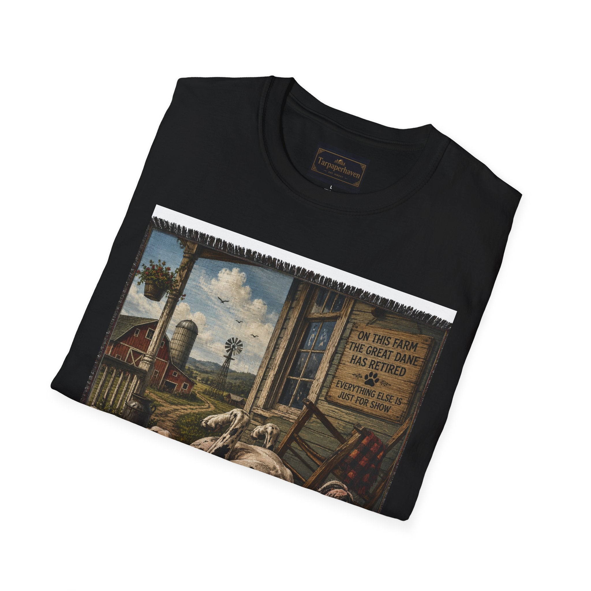 Great Dane Sleeping   Farmhouse Art T‑Shirt