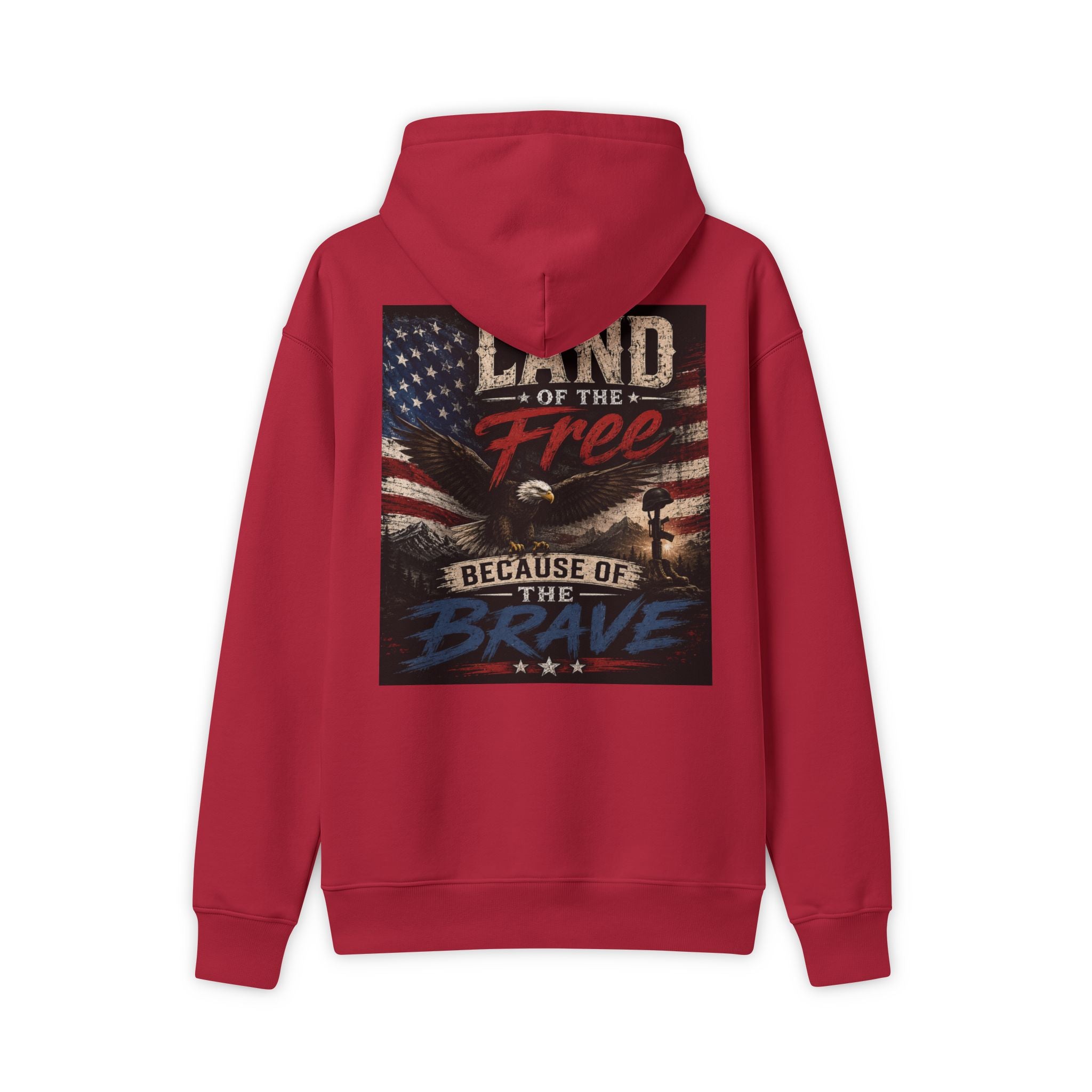 Freedom Eagle Hoodie — "Land of the Free Because of the Brave" Patriotic Sweatshirt