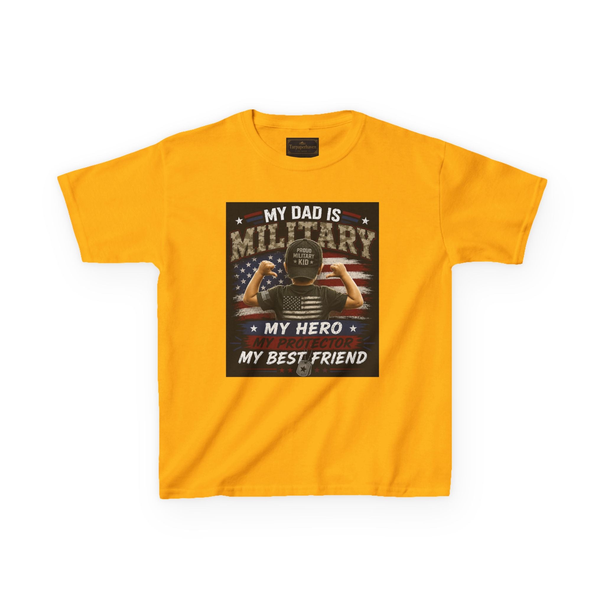 Kids Tee — "My Dad Is Military" Patriotic Hero Shirt