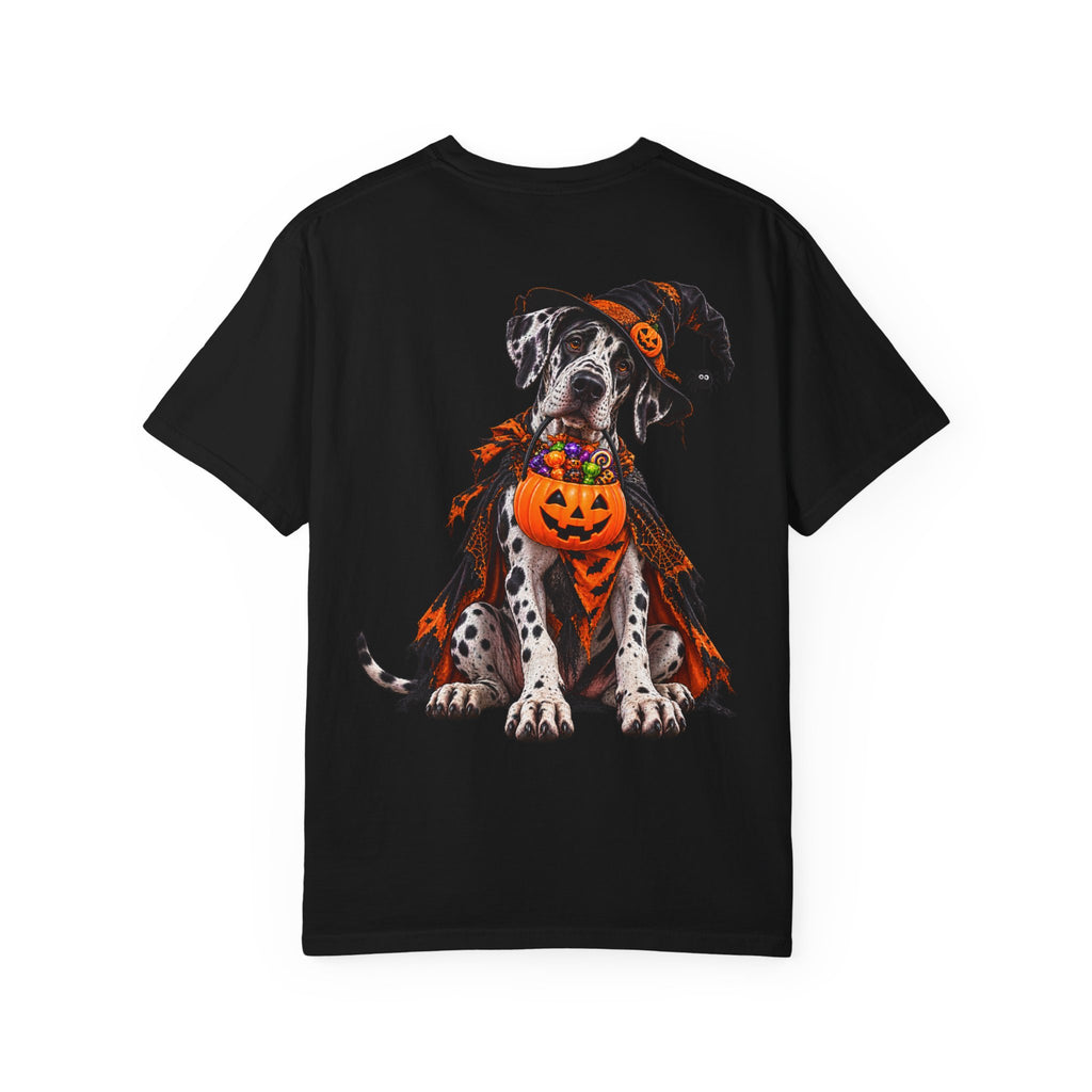 Halloween Great Dane T-Shirt — Cute Dog in Pumpkin Costume Graphic Tee
