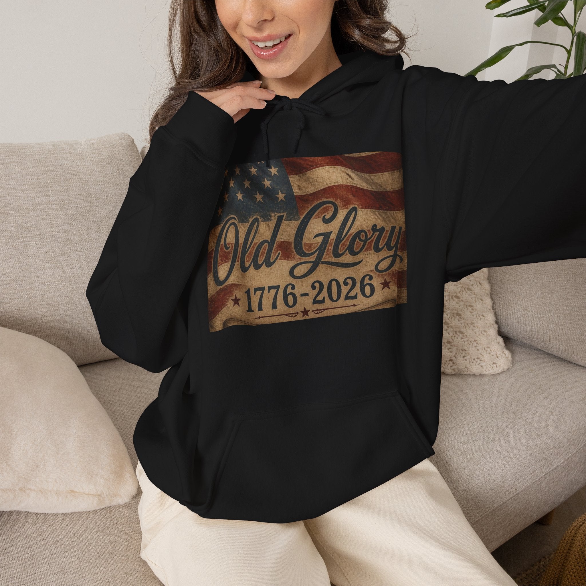 Patriotic Old Glory 1776-2026 Hoodie — American Flag Sweatshirt