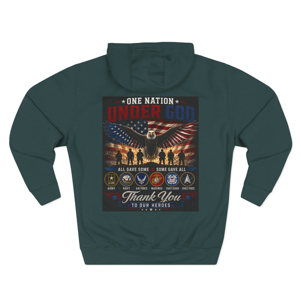 Military Tribute Hoodie — "One Nation Under God" Patriotic Fleece