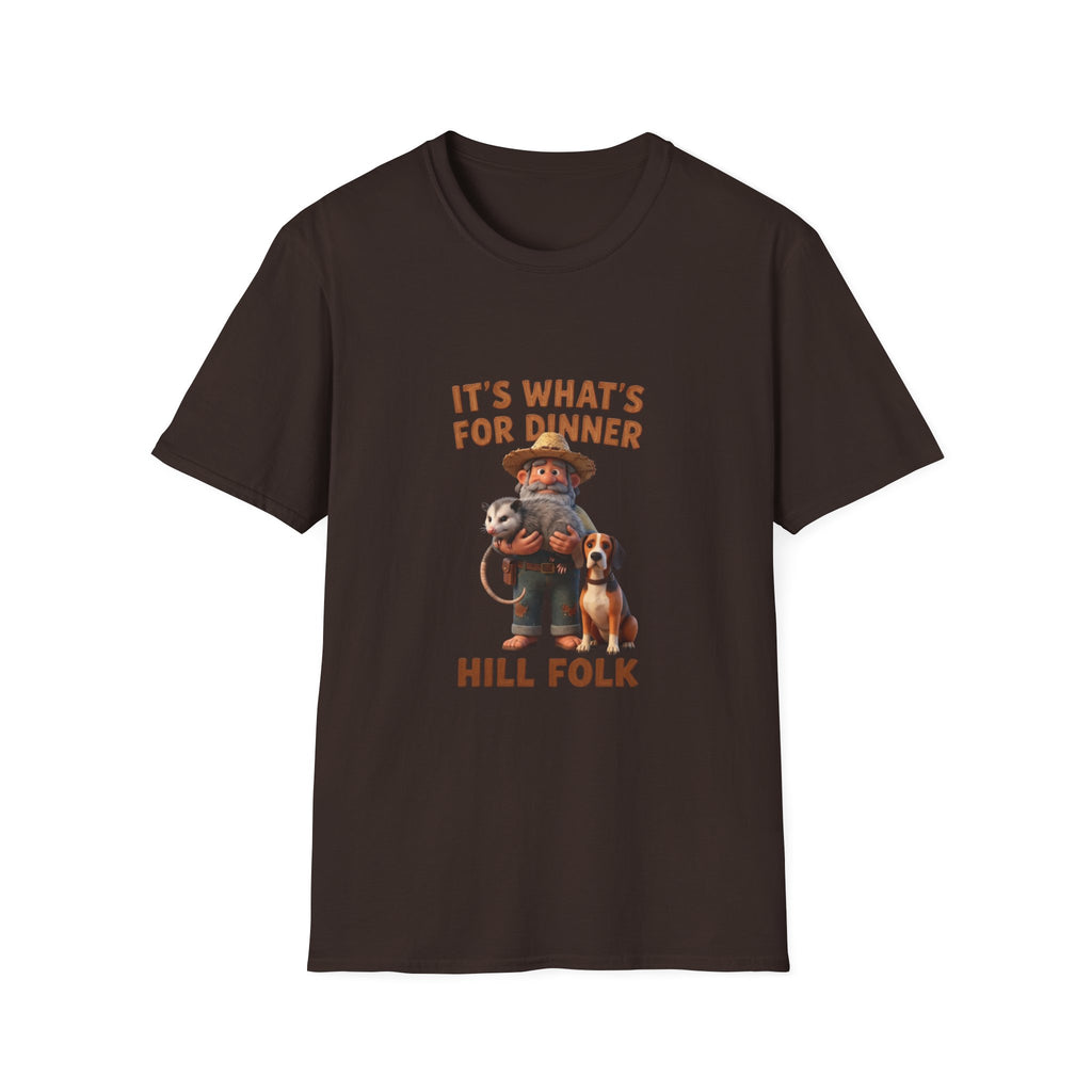 T-Shirt — 'It's What's For Dinner, Hill Folk' Rustic Hunter Graphic Tee
