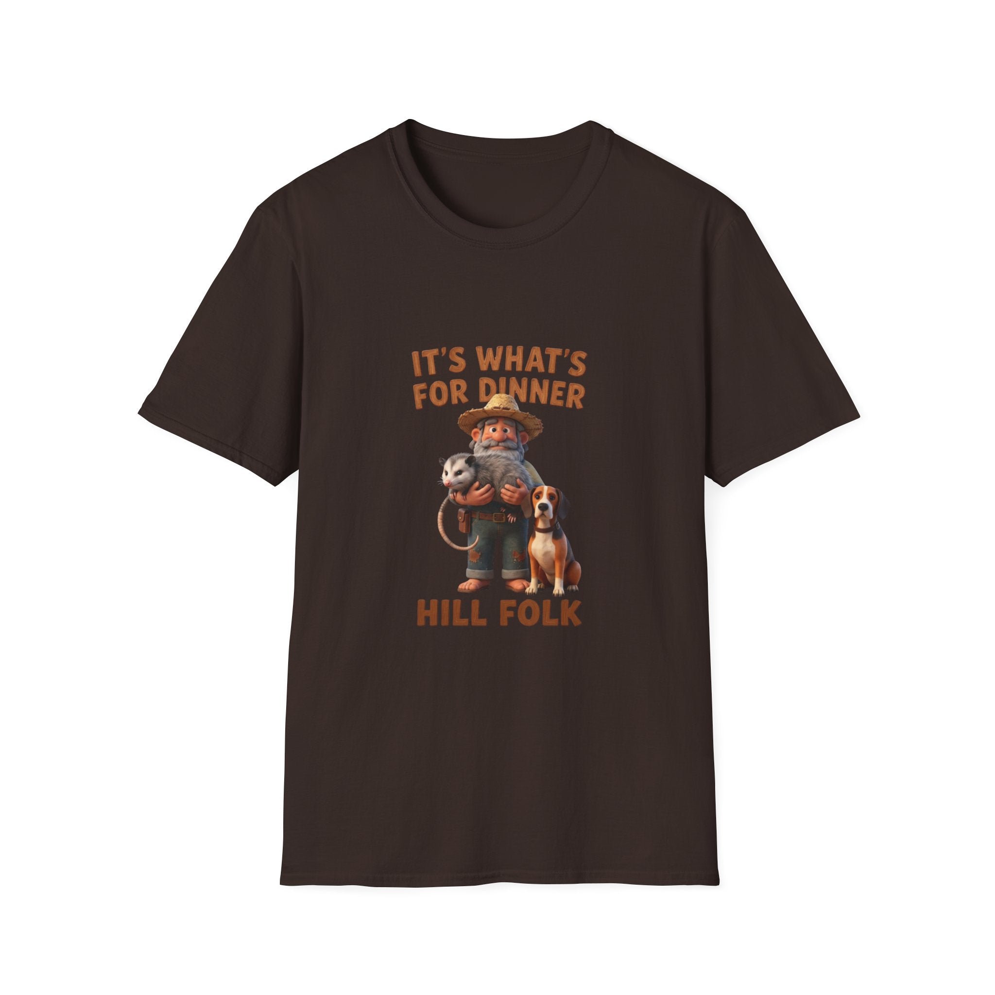 T-Shirt — 'It's What's For Dinner, Hill Folk' Rustic Hunter Graphic Tee