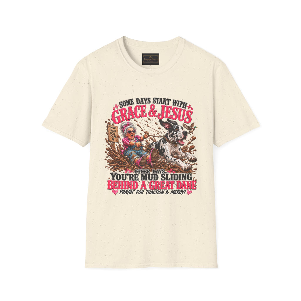 Great Dane Christian Mud Slide  Funny Graphic Tee