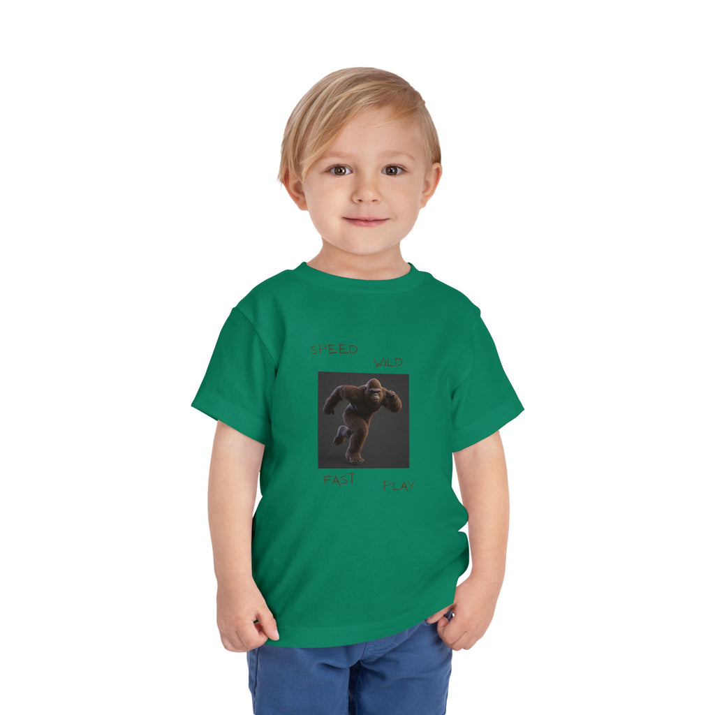 Toddler Tee — 'Speed Wild Fast Play' Running SasquatchGraphic