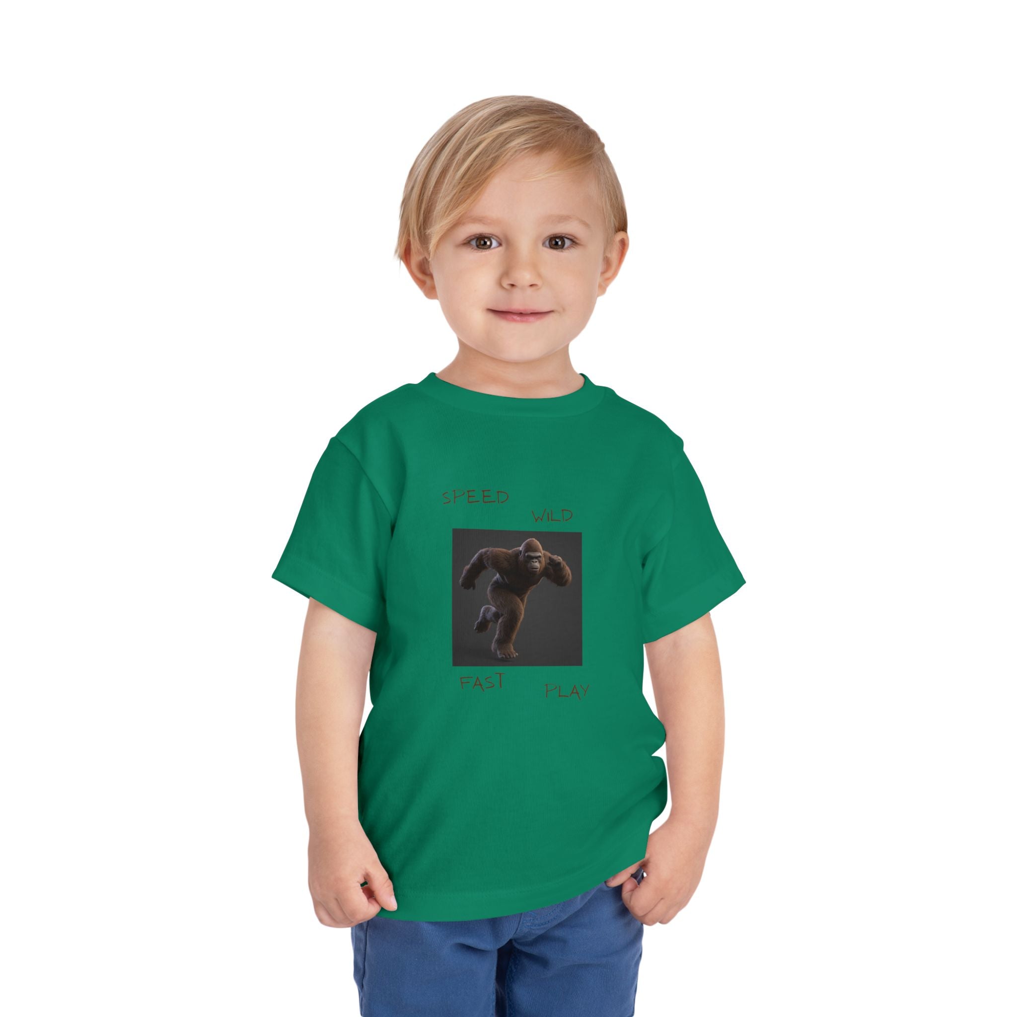 Toddler Tee — 'Speed Wild Fast Play' Running SasquatchGraphic