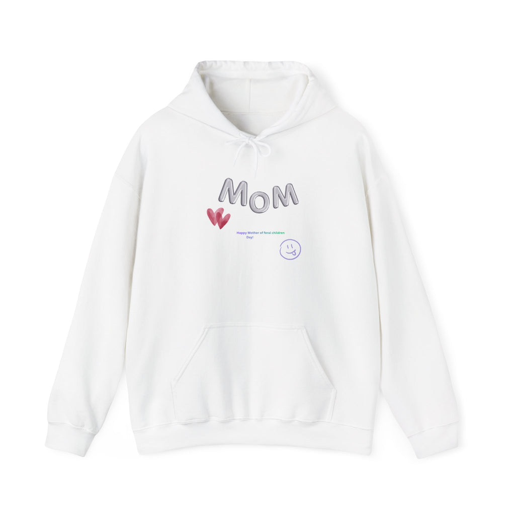 Mom Heart Graphic Hoodie – Cute Handwritten "MOM" Gift Pullover for Mother's Day