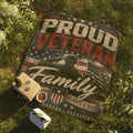 Proud Veteran Family Picnic Blanket — Patriotic American Flag Veterans Outdoor Blanket