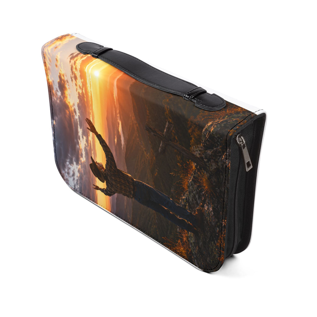 Bible Cover — "I Will Praise the Lord"For Him  Zippered Bible Case with Worship Sunrise Design