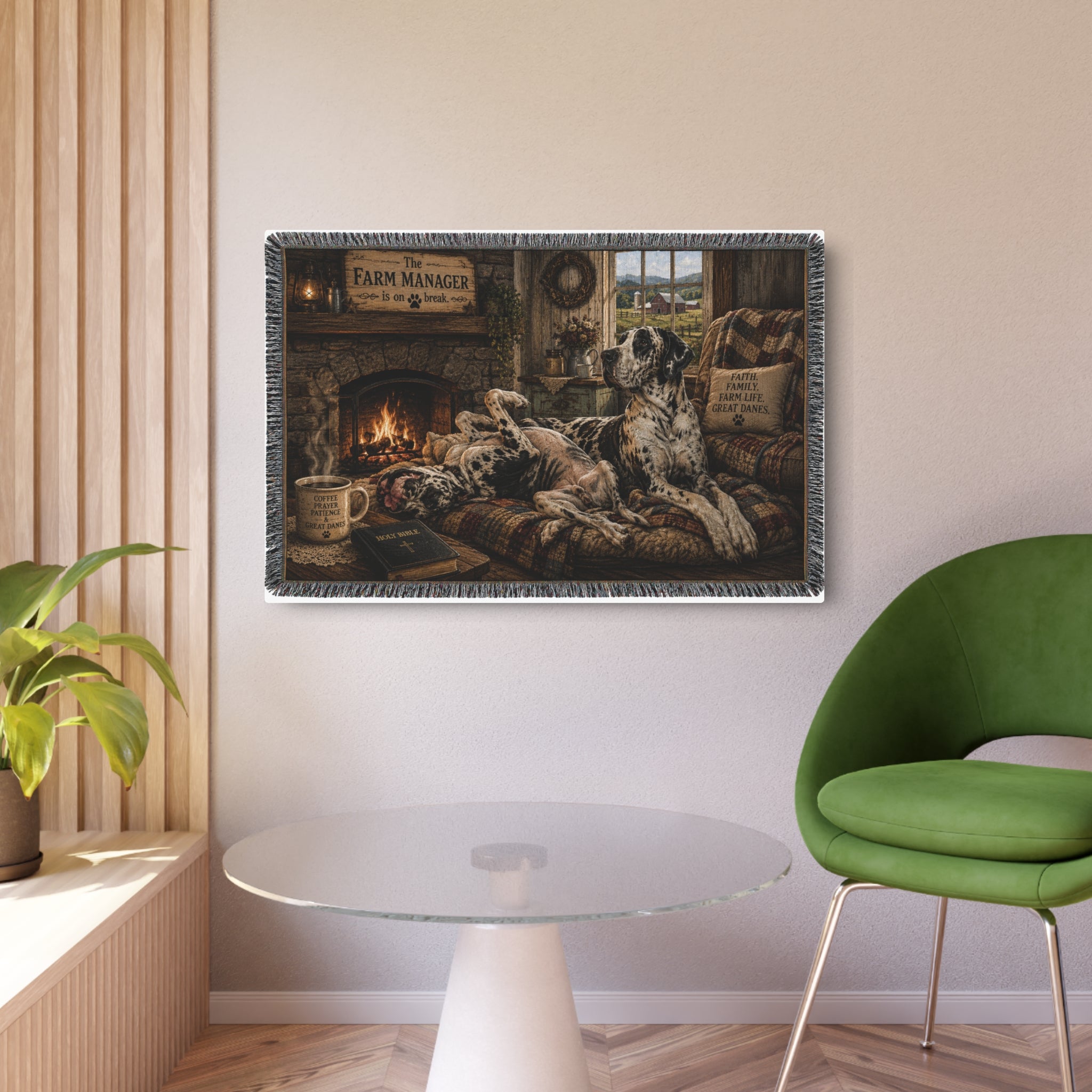 Metal Sign — Cozy Farmhouse Great Dane Scene
