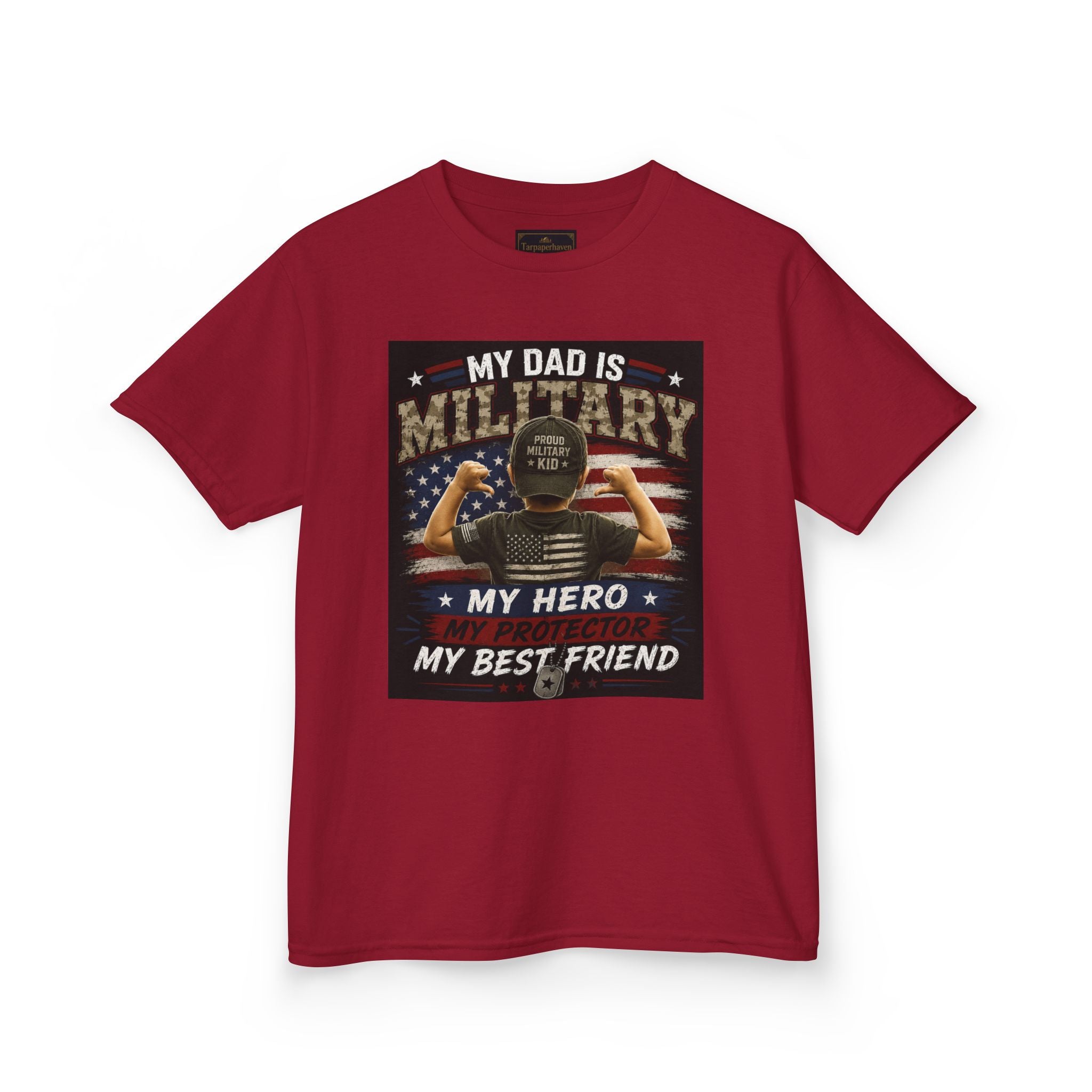 Kids Tee — "My Dad Is Military" Patriotic Hero Shirt