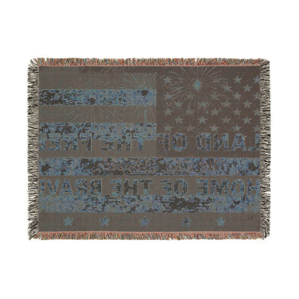 American Flag Woven Blanket – "Land of the Free, Home of the Brave" Patriotic Throw