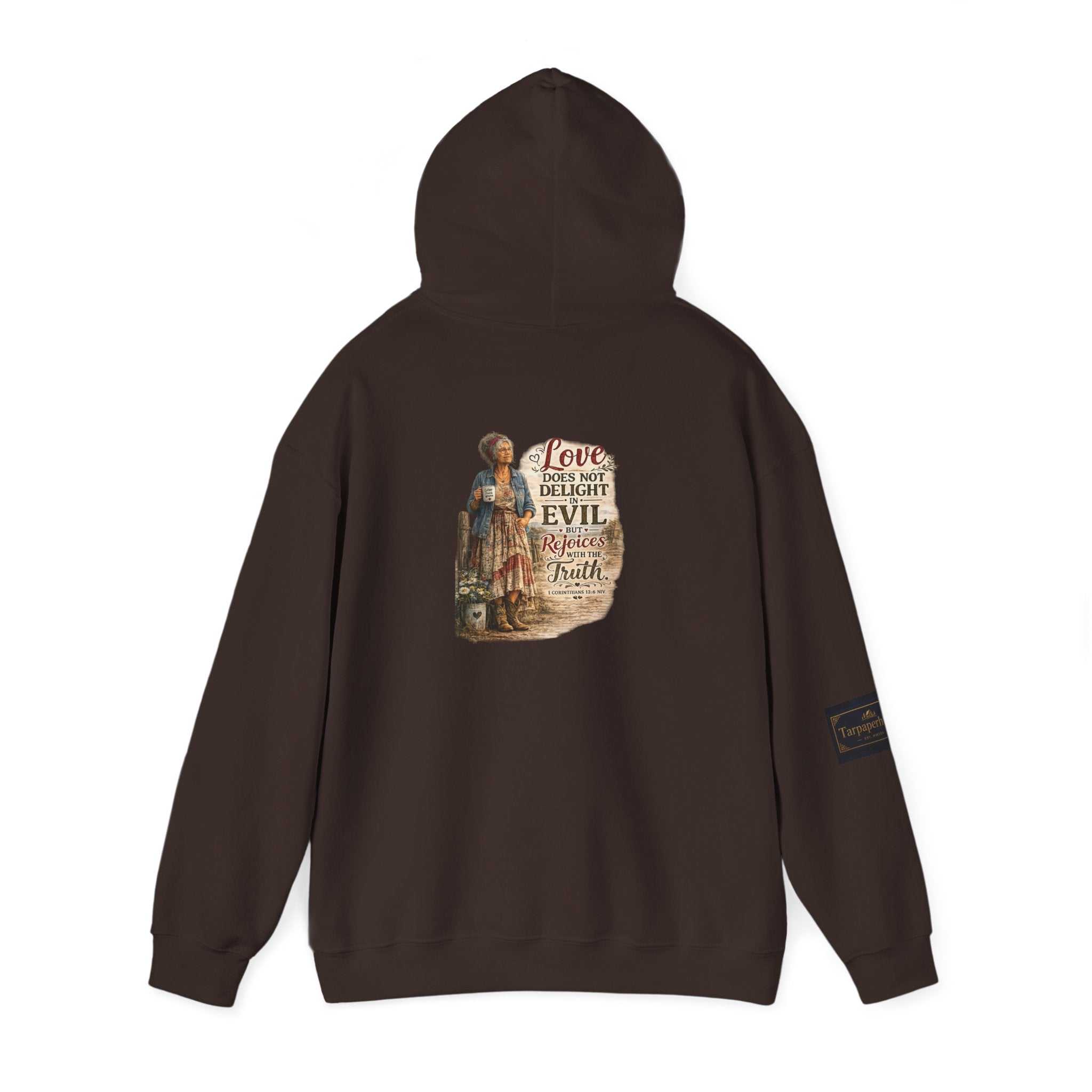 Christian Faith Hoodie - "Love Does Not Delight in Evil" Scripture Sweatshirt